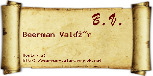 Beerman Valér névjegykártya